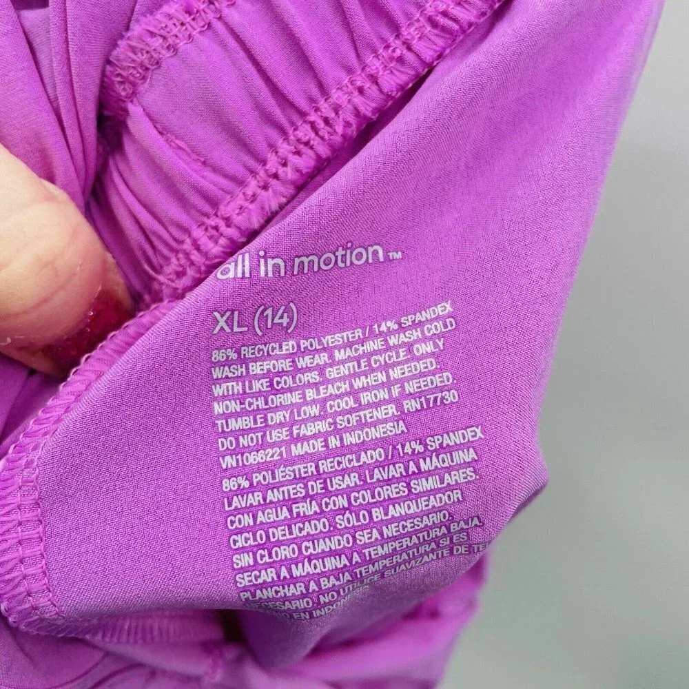All in Motion Youth Girls XL 14 Sleeveless One Piece Woven Romper in Purple 2224